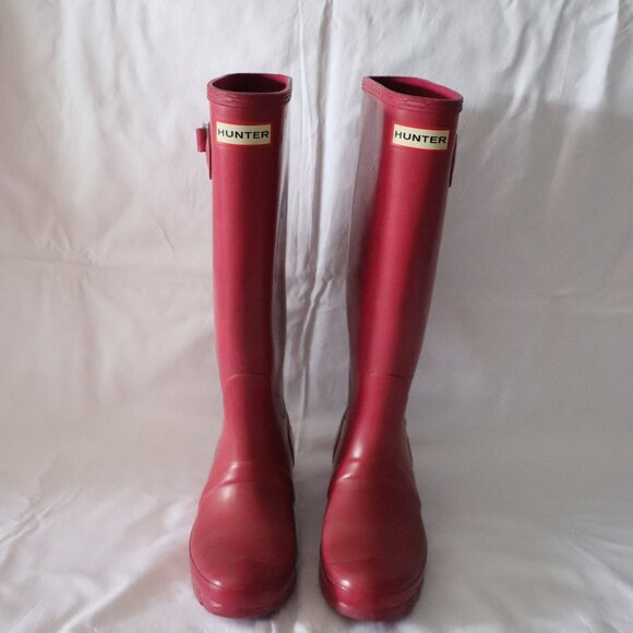Hunter Original Women's Pink Sz 5/36 Tall Rubber Buckle Outdoor Rain Boots - Picture 3 of 13